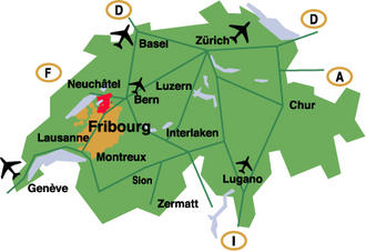 Schweizerkarte, mit farblich hervorgehobenem Seebezirk.